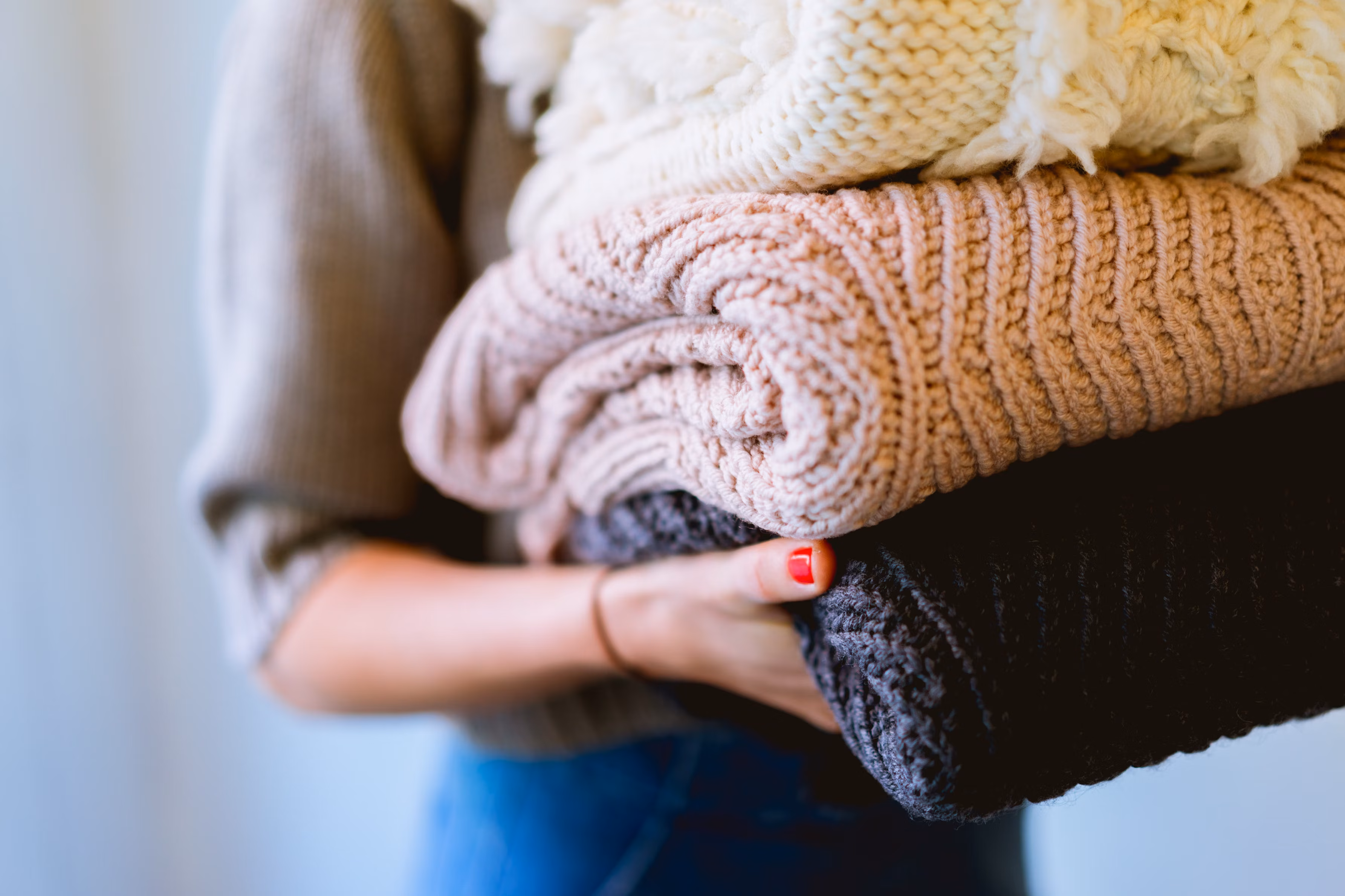 Freshly cleaned and folded knitwear